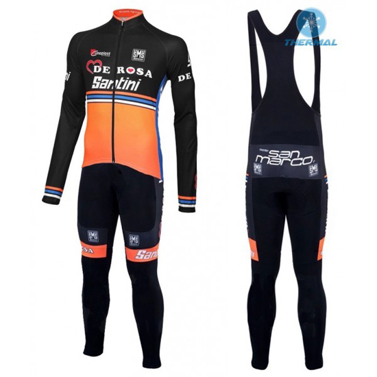 2016 Maillot DE ROSA Tirantes Mangas Largas Negro Y Naranja (2)